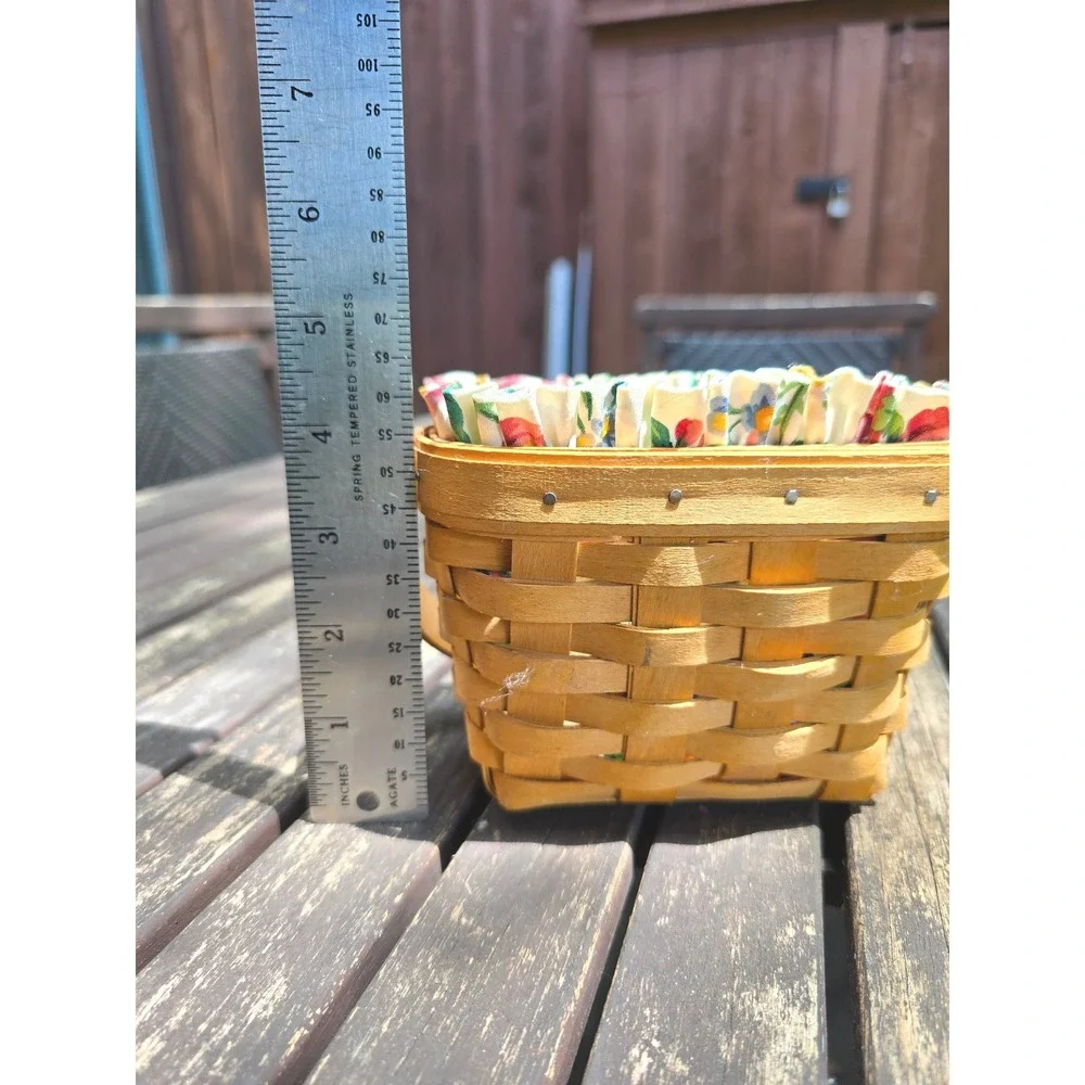 Vintage Longaberger 1997 Small All-American Basket with Floral Liner & Protector